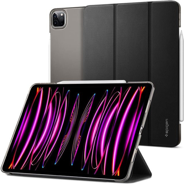 Spigen Liquid Air Folio Schutzhülle für iPad Pro 11 in Schwarz und Grau mit Apple Pencil Aufbewahrung und Ständerfunktion - Bild 1