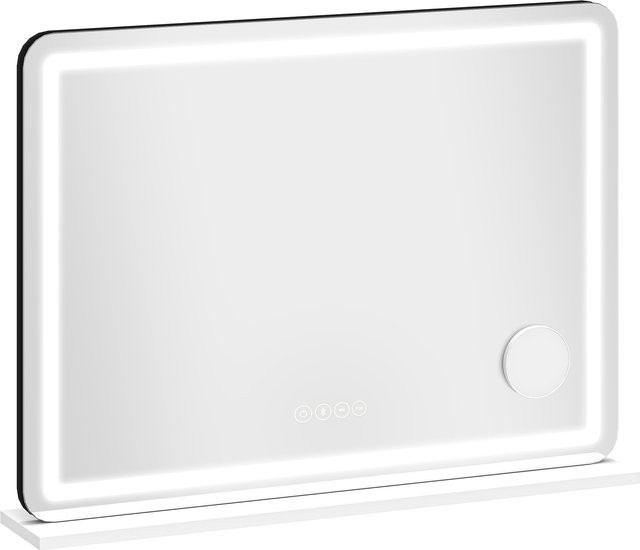 HOMCOM LED-Schminkspiegel in Weiß mit Bluetooth-Lautsprecher, dimmbar und mit Touch-Steuerung, B: 80 cm, H: 60 cm - Bild 1