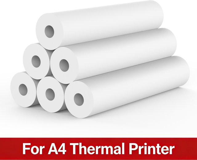 A4 Thermopapierrollen in Weiß für tragbare Drucker M832 M833 M834 M835 M836 B: 21,0 cm, H: 30,0 cm - Bild 1