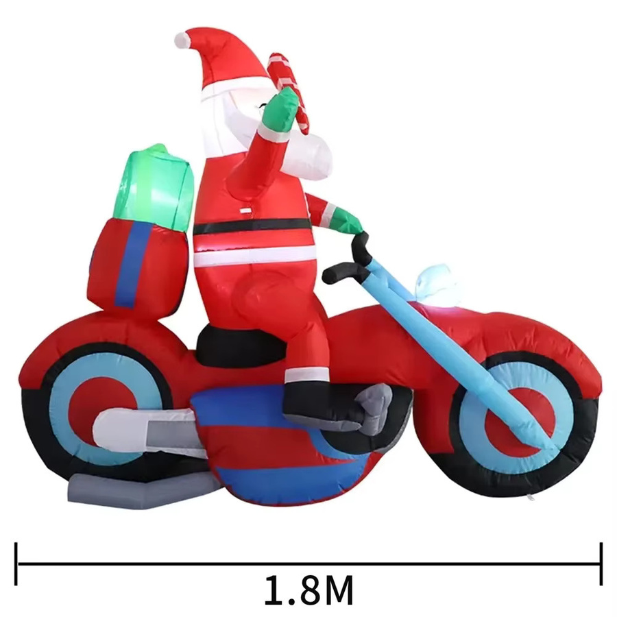 Aufblasbares Weihnachtsornament Santa auf Motorrad mit integrierten LED-Leuchten von CatXaa, Multicolor, Höhe: 180 cm - Bild 6