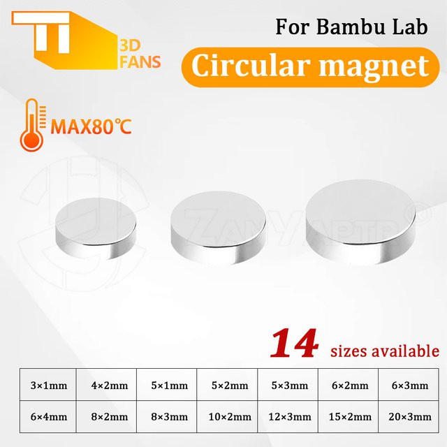 Bambu Lab Kreisförmige Magnete in Silber für 3D-Drucker-Zubehör (FDM) - Bild 1