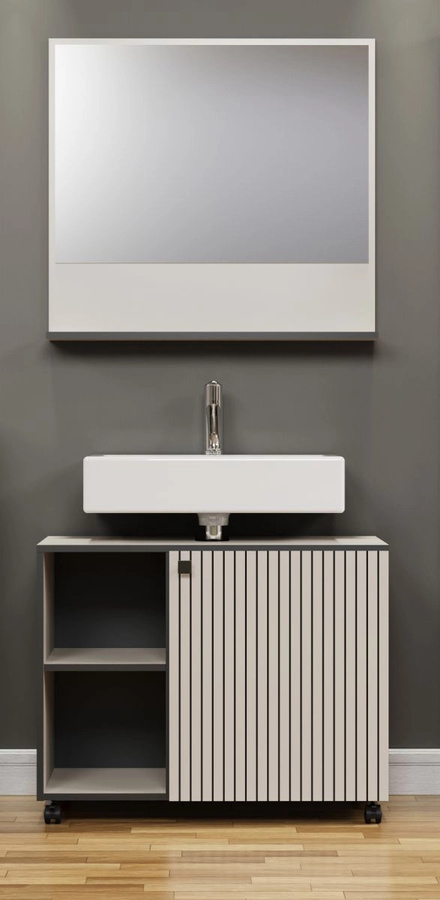 Badezimmer Spiegel Feliz von TOP.FURN in Grau, Breite: 80 cm, Höhe: 74 cm, Tiefe: 14 cm - Bild 3