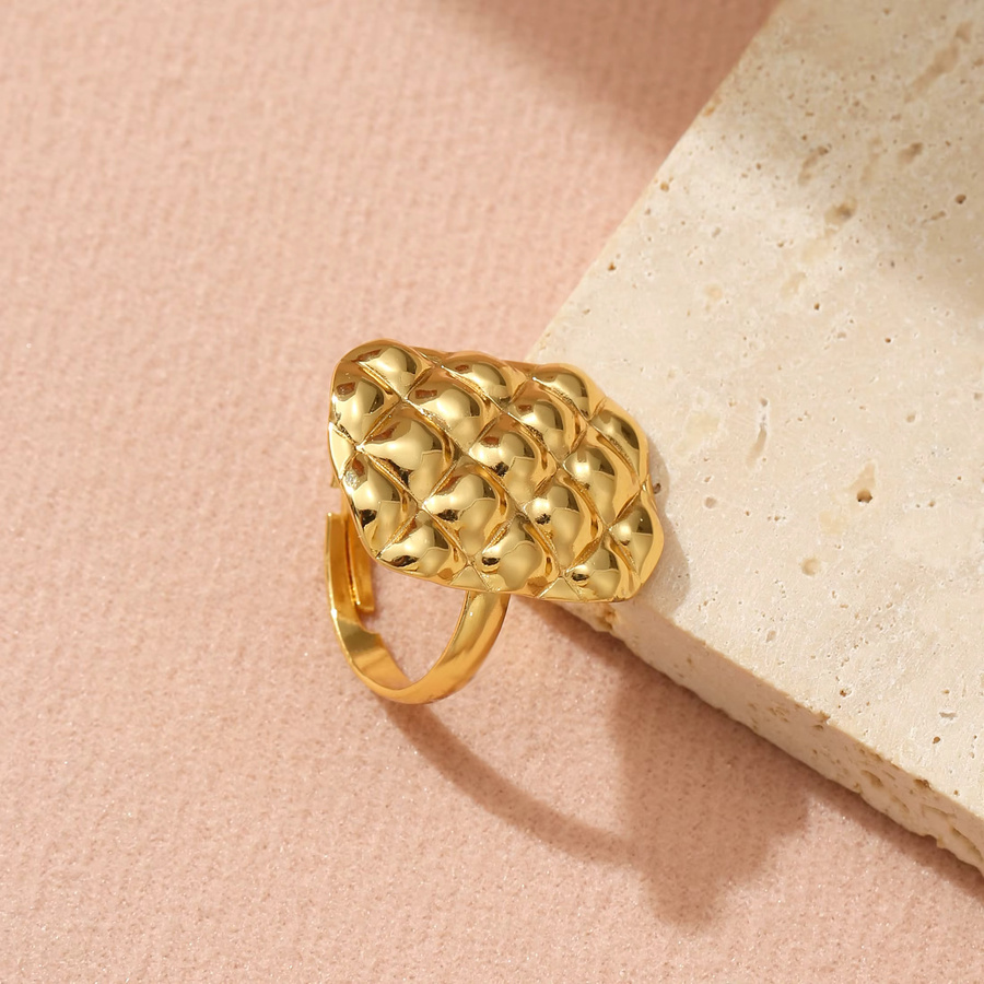 LNCHRAN Ring, vergoldet, gesteppt, texturiert, offen, verstellbar, Damen - Bild 3