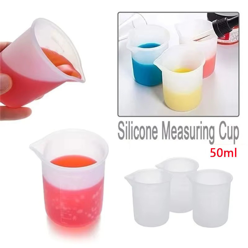 Silikon Messbecher Set für Epoxy Harz und DIY Kunstprojekte, Runde Silikonformen, Volumen: 50 ml - Bild 2