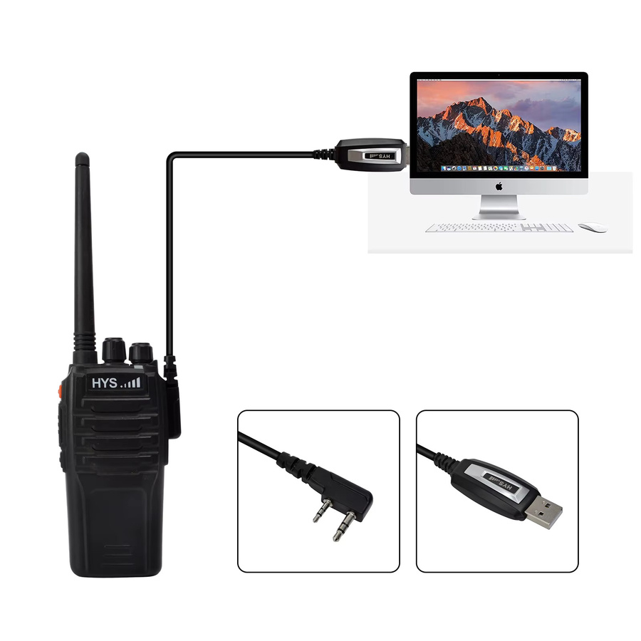 Baofeng USB-Programmierkabel für Walkie Talkies mit 2-poligem K-Typ und CD in Schwarz - Bild 2