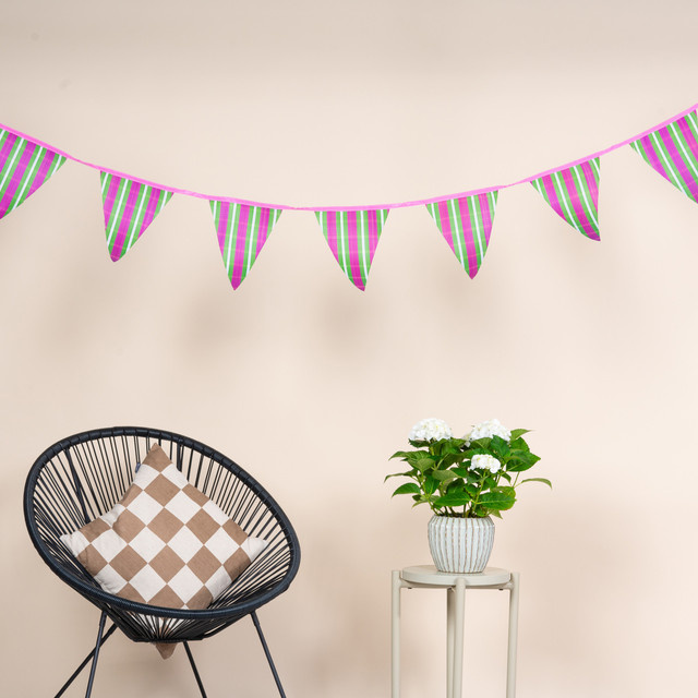 Blume2000 Outdoor Girlande Pennant in Grün, Pink und Multicolour für Party und Geburtstag - Bild 1