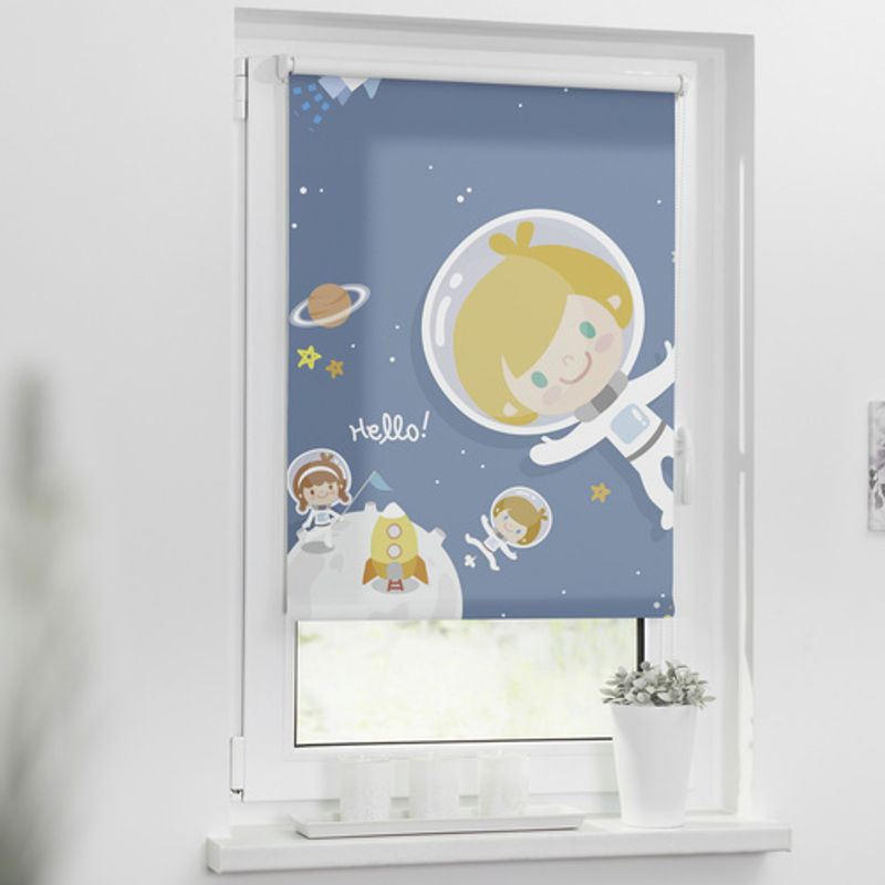 Lichtblick Rollo Klemmfix Astronaut Blau, Verdunkelndes Rollo aus Polyester, B: 100 cm, H: 150 cm - Bild 2