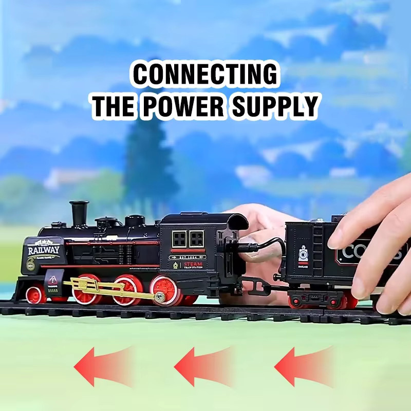 CONUSEA Elektrische Retro Spray Zug Track Kit, Eisenbahn Spielzeug, mit Licht und Sound - Bild 6