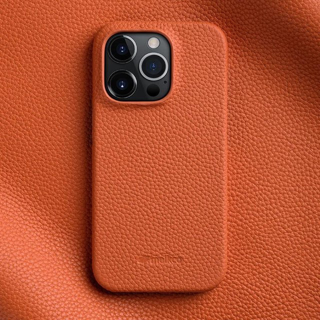 Melkco Premium Rindsleder Handyhülle für iPhone in Orange - Bild 1