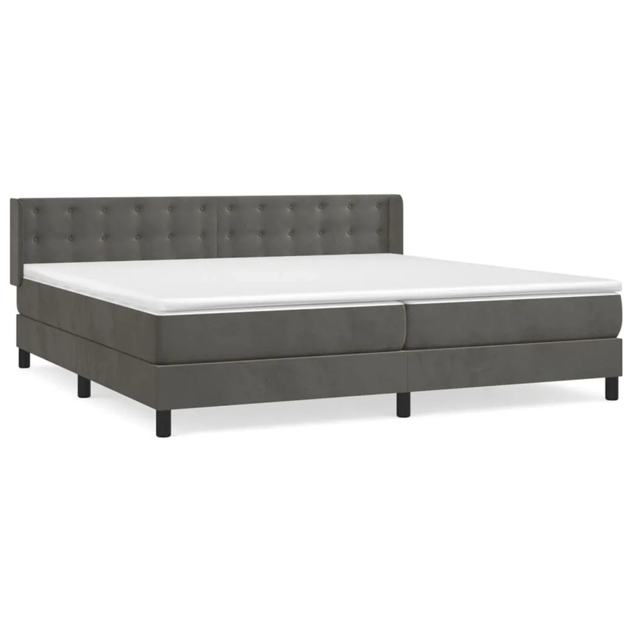 vidaXL Boxspringbett mit Matratze Dunkelgrau B/T/H: 200 x 200 x 203 cm Samt Hybrid-Design mit Taschenfederkern - Bild 2