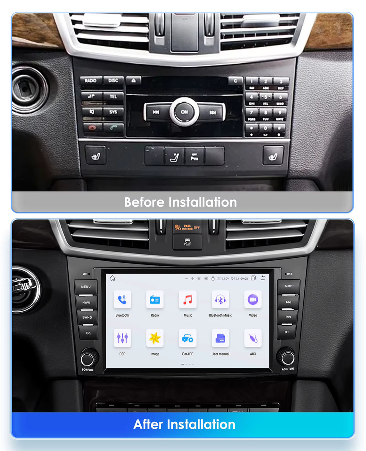 Hizpo Android Multimedia Autoradio mit 8 Zoll Display für Mercedes Benz E-Klasse W211 und CLS, inklusive GPS und Carplay, Schwarz - Bild 4