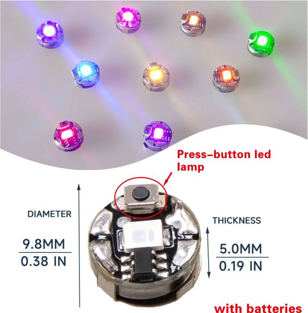 TERAYSUN Miniatur-LED-Lampe, Druckknopf-Stil, 3-teiliges Set, mit Batterien - Bild 1