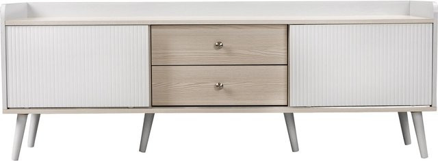 Aosom TV Schrank in Weiß mit 2 Schubladen und Schiebetüren, B/T/H: 160 x 40 x 58 cm - Bild 1