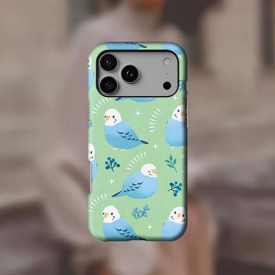Potdemiel Handyhülle Budgie Parade in Himmelblau für iPhone 17 16 15 14 13 Pro Max Plus mit Magnetfunktion und robustem Doppel-Schicht-Schutz - Bild 2