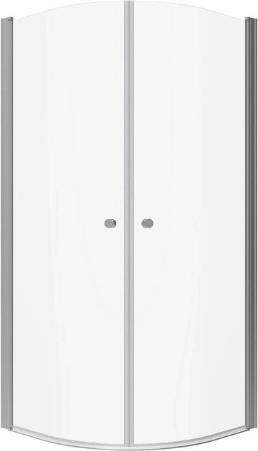 Aquabatos Runddusche Duschkabine Viertelkreis mit Pendeltür aus ESG Sicherheitsglas, Farbe: Transparent, B/T/H: 90 x 90 x 195 cm - Bild 1