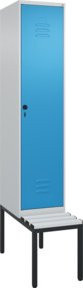 C+P Spind Classic PLUS Garderobenschrank mit Sitzbank, 1 Abteil, Lichtgrau, B/T/H: 212 x 40 x 81,5 cm - Bild 1