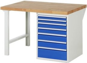 Rau Werkbank 7517A1 in Weiß mit 7 Schubladen, B/T/H: 125 x 90 x 89 cm - Bild 1