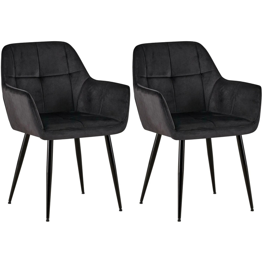 2er Set Esszimmerstühle DELUKE POFAR aus Samt in Schwarz, B/T/H: 56,5 x 61 x 84 cm - Bild 2