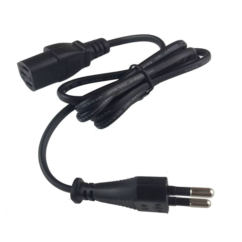 EU-Netzkabel mit 2-poligem EU-Stecker auf IEC 320 C13, 2 x 0,75 mm2 Kupferleiter, Schwarz - Bild 5