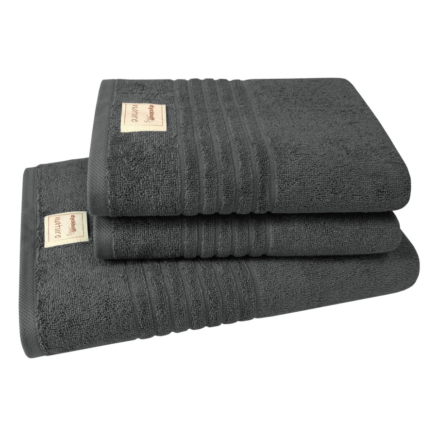 Dyckhoff Handtuchset Nature Anthrazit, 3-teilig aus Bio Baumwolle, GOTS-zertifiziert - Bild 2