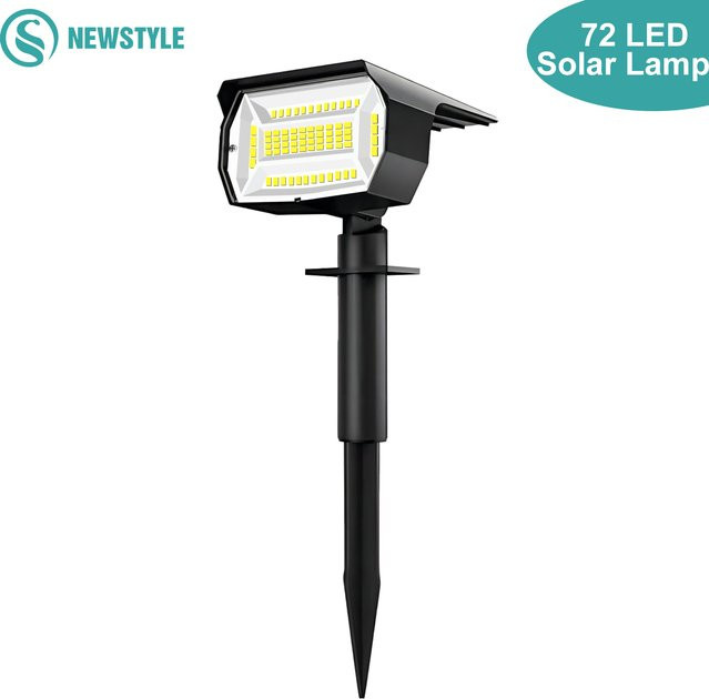 Solarbetriebene LED Wandleuchte für den Garten in Schwarz, wasserdichte Außenbeleuchtung mit 72 LEDs und modernem Design - Bild 1