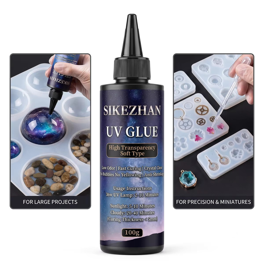 SIKEZHAN Premium Klares UV-Harz Transparent, 100g Schnell härtender Solar-Klebstoff für DIY Schmuckherstellung und kreative Handarbeiten - Bild 4
