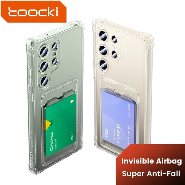 Toocki Transparente Silikon Handyhülle mit Kartenfach als Brieftasche für Samsung Galaxy S24 S23 S22 S21 Ultra und Plus, Stoßfestes Design - Bild 1