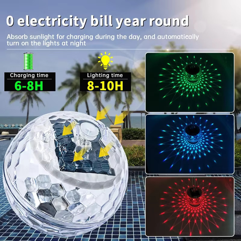 Solarbetriebene schwimmende Teichlampe in Kugelform mit RGB Farbwechsel für Garten und Pool, Multicolour - Bild 3