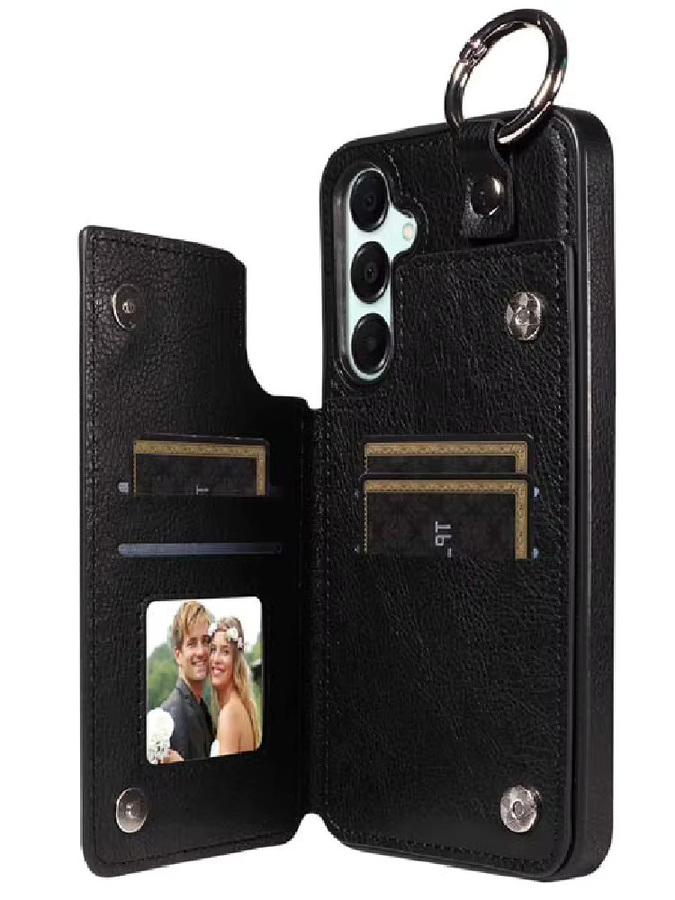 Samsung Brieftaschen-Hülle für Galaxy A16 A06 A05 A05S A04 A04S in Schwarz mit Kartensteckplätzen und doppeltem Magnetverschluss - Bild 3