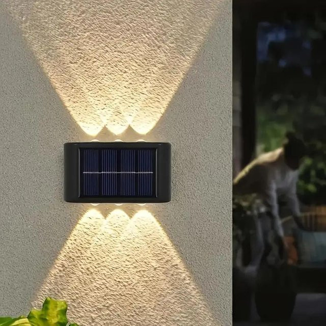 Lodestar Solar Wandleuchte Outdoor mit 6 LED für Garten und Garage, warmweiß, Schwarz - Bild 1