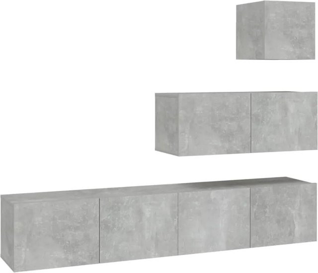 vidaXL 4-tlg. TV-Schrank-Set modern in Betongrau aus Holzwerkstoff für dein Wohnzimmer - Bild 1