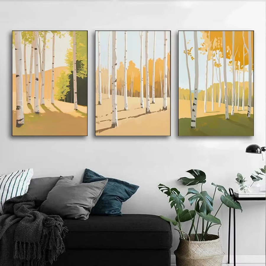 Potdemiel Wandkunst Minimalistische Abstrakte Birke als Leinwanddruck in Mehrfarbig - Bild 2