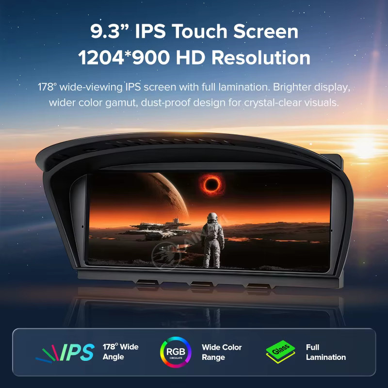 AINAVI Autoradio mit 9,3 Zoll HD IPS Touchscreen für BMW 5er E60 E61 E62 E63 und 3er E90 E91 E92 E93 mit kabellosem Carplay, Android Auto und Bluetooth in Schwarz - Bild 7