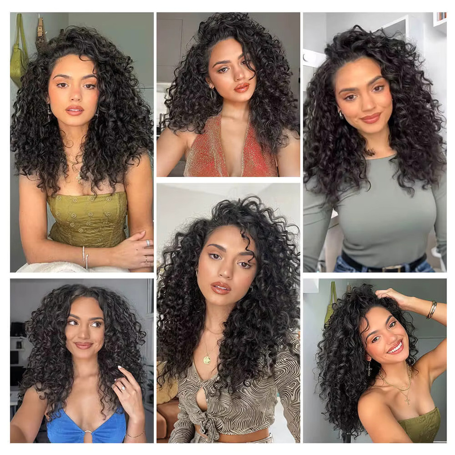 YAKIBEAUTY Clip-in Haarverlängerung, kurze Welle, schwarz, 4 Teile/Satz, Damen - Bild 6