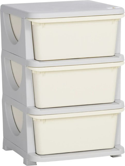 HOMCOM Schubladenschrank für Kinder mit Aufbewahrungsboxen in Cremeweiß, B/T/H: 56,5 x 37,0 x 37,0 cm - Bild 1