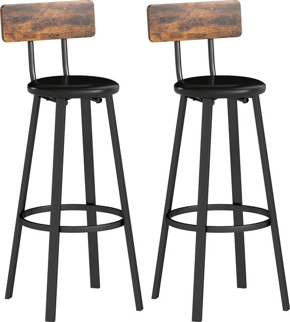 HOMCOM Barhocker 2er Set aus Kunstleder in Braun mit Metallgestell, Sitzhöhe: 75,5 cm - Bild 1