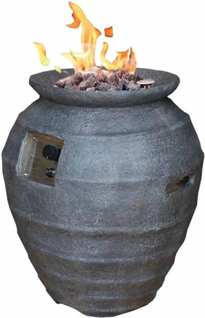 Elementi Gasfeuerstelle Katla aus Faserbeton in Anthrazit mit Edelstahl-Brennerschale B/T/H: 59,0 x 33,0 x 70,0 cm - Bild 1