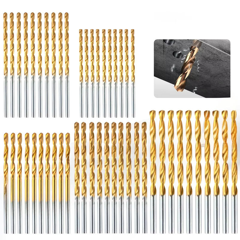 DECWLS 50er Set Titanbeschichtete HSS Spiralbohrer aus Schnellarbeitsstahl in Gold, Durchmesser: 1 mm, 1,5 mm, 2 mm, 2,5 mm, 3 mm - Bild 7