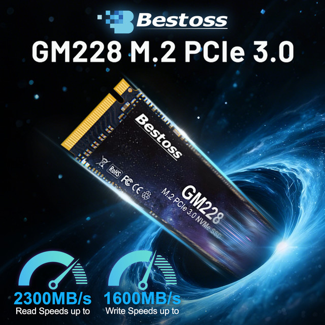 Bestoss PCIe 3.0 NVMe M.2 2280 SSD Gen3 Solid-State-Laufwerk für PC und Laptop in Schwarz - Bild 1