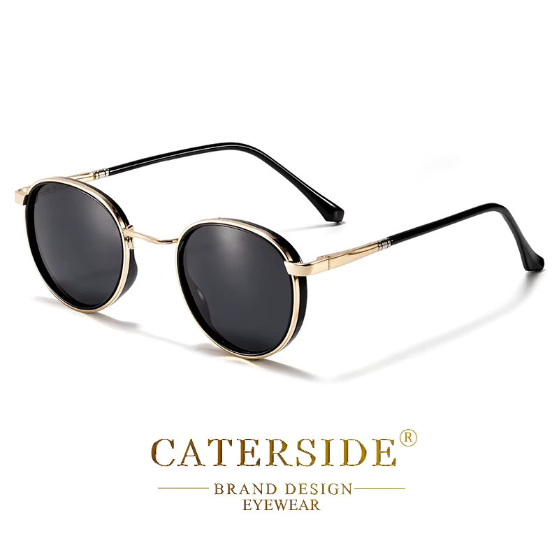 CATERSIDE Sonnenbrille, rund, Vollrand, Metall, polarisiert, Unisex - Bild 1