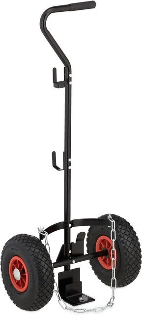 Relaxdays Transportwagen für Gasflaschen aus Stahl in Schwarz und Rot, verstellbar, B/T/H: 100 x 44 x 25 cm - Bild 1