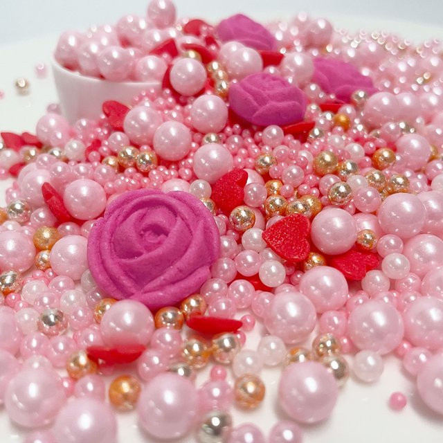 Rosa Streusel und Perlen 130 g - Bild 1