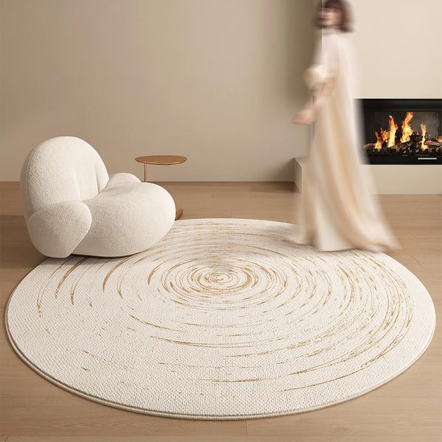 Runder Teppich Karpetti in Beige mit geometrischem Design, weich und rutschfest, Durchmesser: 160 cm - Bild 1