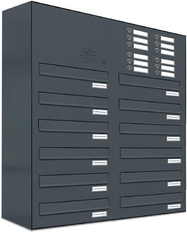 AL Briefkasten für 12 Parteien mit Zaundurchwurf, grau, B/H/T: 76,8 x 92 x 27,5 cm - Bild 1