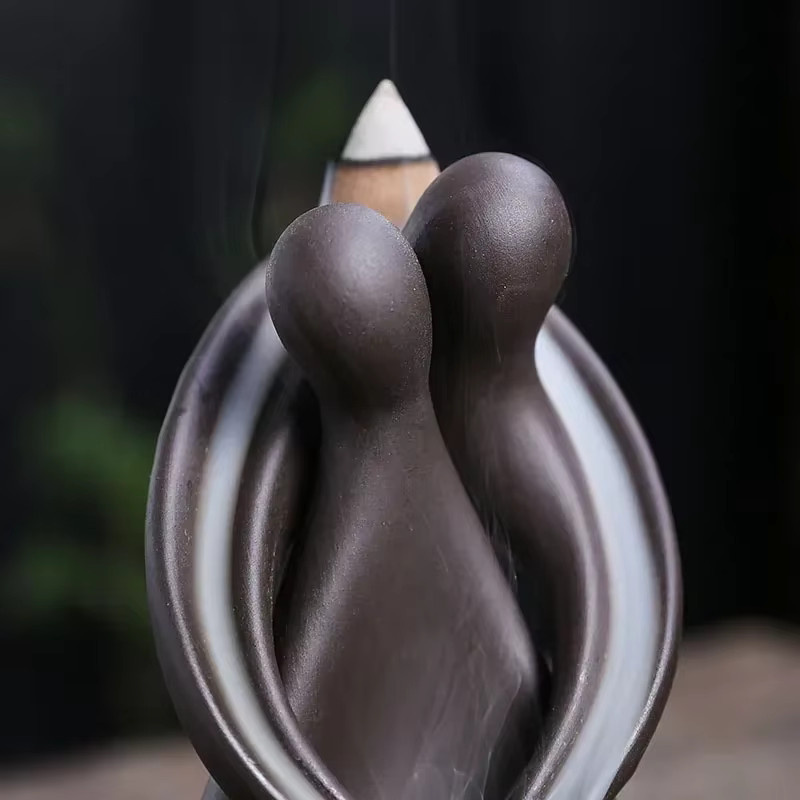 MINIDEAL Rückfluss-Räuchergefäß aus Keramik in Braun als Desktop-Deko-Ornament - Bild 3