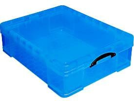 Really Useful Box Kunststoff Aufbewahrungsbox mit Deckel und Griffen, transparent blau, 70 l - Bild 1