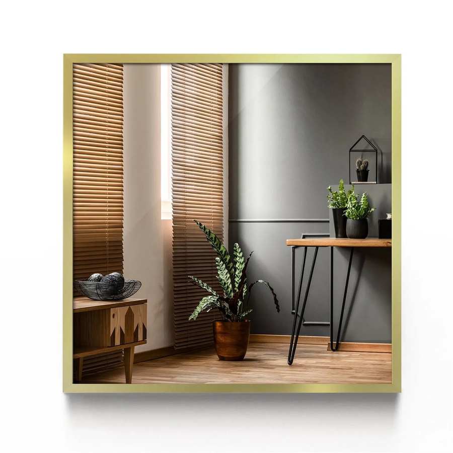 Tulup Rechteckspiegel mit Rahmen in Gold, modern, B/H: 50 x 50 cm - Bild 2