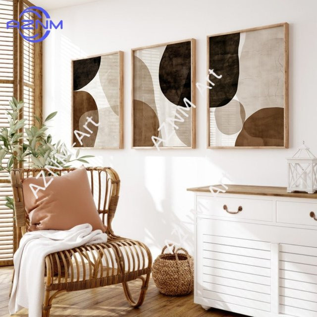 KAYOU Abstrakte Wandkunst in Beige und Braun mit organischen Formen für eine minimalistische Dekoration - Bild 1