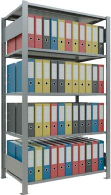 Schulte Lagertechnik Büro-Steckregal MultiPlus150 Grundregal, 5 Fachböden, verzinkt, Silbergrau, B: 100 cm, T: 60 cm, H: 180 cm - Bild 2