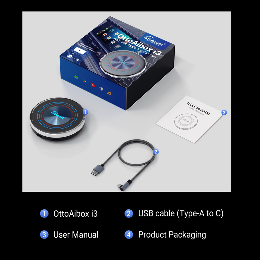 OTTOCAST Android 13 AI Box für BMW mit Wireless CarPlay und Netflix, Schwarz - Bild 4